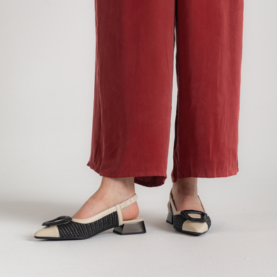 Rhv254046 Latte/ Black Leather Flats