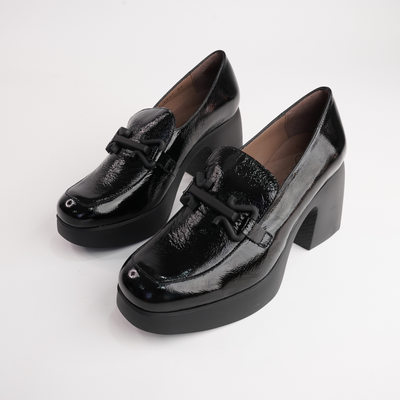 Callisto Black Leather Heels