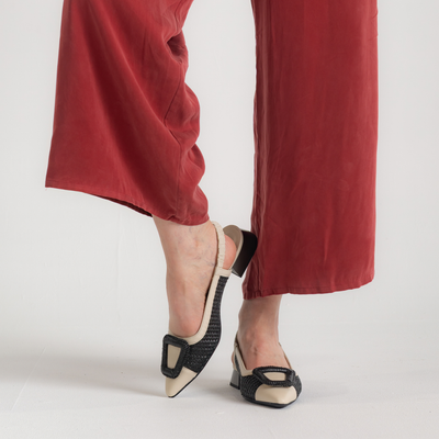 Rhv254046 Latte/ Black Leather Flats