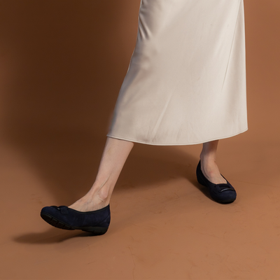 Gwenyth Navy Suede Leather Ballet Flats