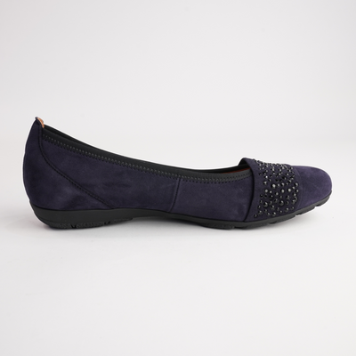 Greta Navy Suede Leather Ballet Flats