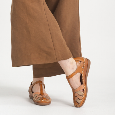 W8k-0705c1 Brandy Leather Sandals