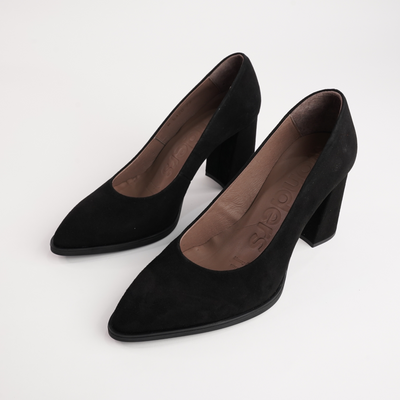 Sable Black Suede Leather Heels