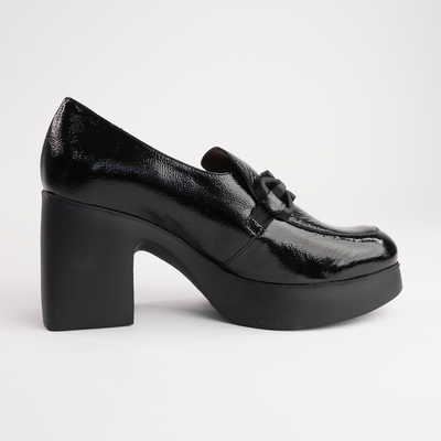 Callisto Black Leather Heels