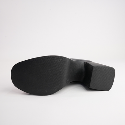 Callisto Black Leather Heels