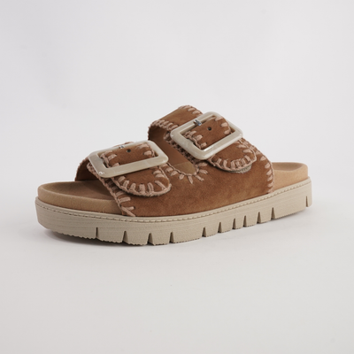 Rita Walnut Suede Leather Slides