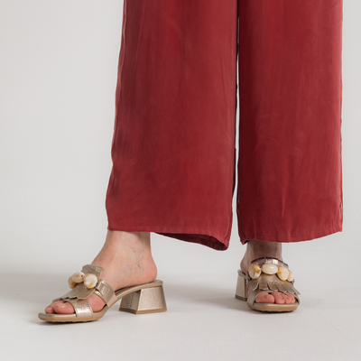 Hv254077 Champagne Leather Heels