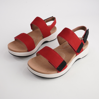 Estelle 04 Red Combi Leather Sandals