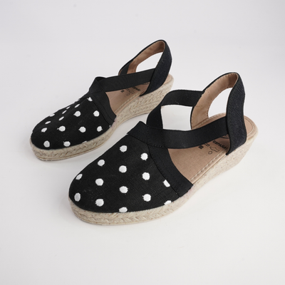 R18021 Black Spot Espadrille Wedges