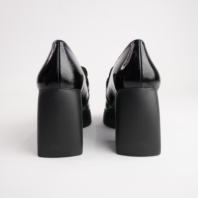 Callisto Black Leather Heels