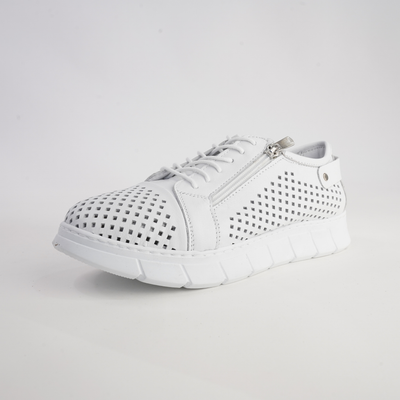 Eg172 White Leather Sneakers