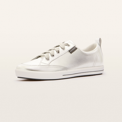 Ellie V Silver Tumbled Leather Sneakers