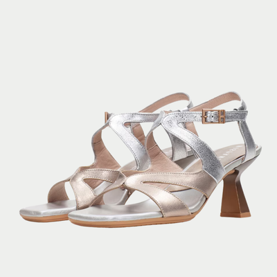 Hv253879 Champagne/ Silver Leather Heels