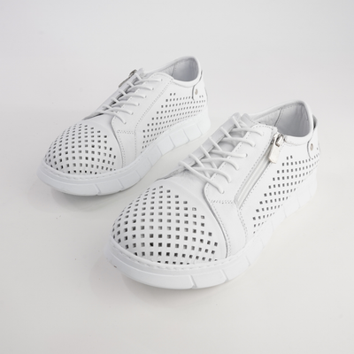 Eg172 White Leather Sneakers