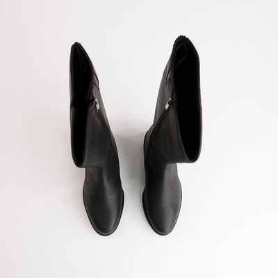 Chiara 01 Black Leather Knee High Boots