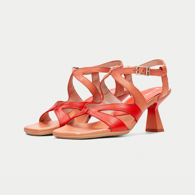 Hv253879 Coral/ Tangerine Leather Heels