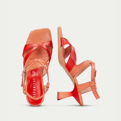 Hv253879 Coral/ Tangerine Leather Heels