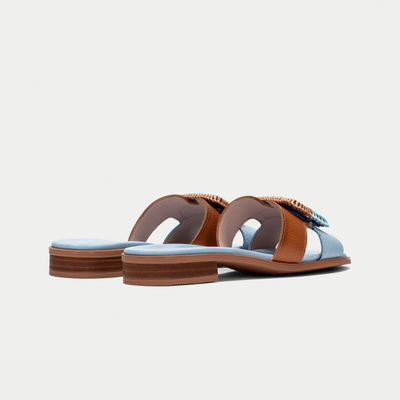 Hv253881 Pale Blue/ Tan Leather Sandals