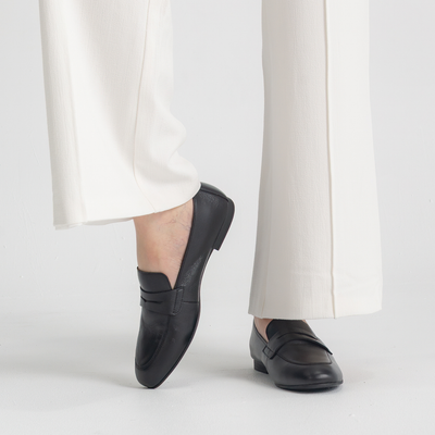 Eleanor Black Leather Loafers