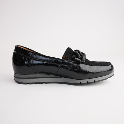 Giselle Black Patent/ Black Suede Leather Loafers