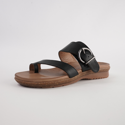 Archy Black Leather Sandals