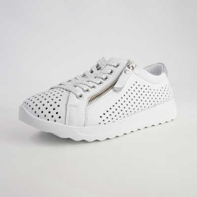 Eg256 White Leather Sneakers