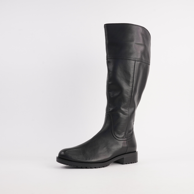 Charlie Black Leather Knee High Boots