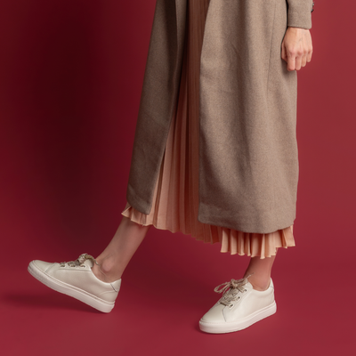 Mya Chalk Tumbled Leather Sneakers