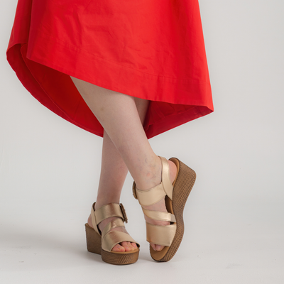 Thelma Champagne Leather Wedges