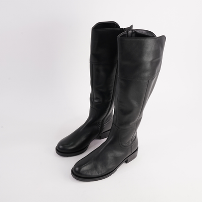 Charlie Black Leather Knee High Boots