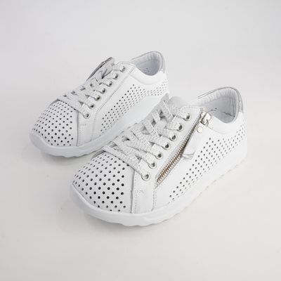 Eg256 White Leather Sneakers