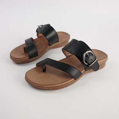 Archy Black Leather Sandals
