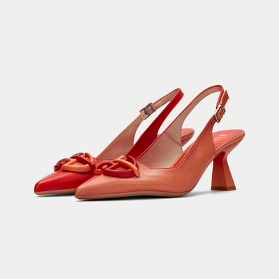 Hv253867 Coral/ Tangerine Leather Heels
