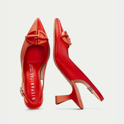 Hv253867 Coral/ Tangerine Leather Heels