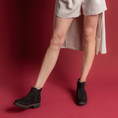 Meredith701 Black Suede Leather Ankle Boots