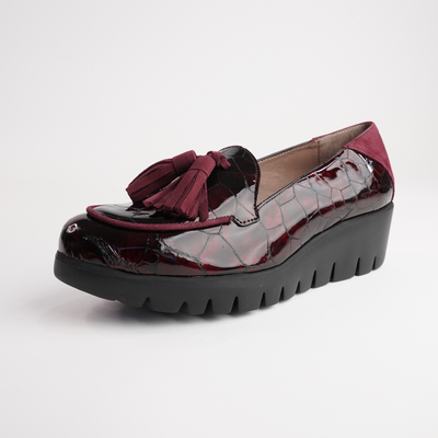 Daphne Vino Croc Patent Leather Loafers