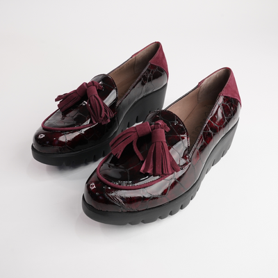 Daphne Vino Croc Patent Leather Loafers
