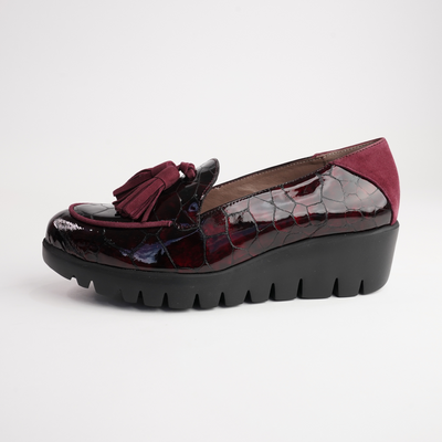 Daphne Vino Croc Patent Leather Loafers