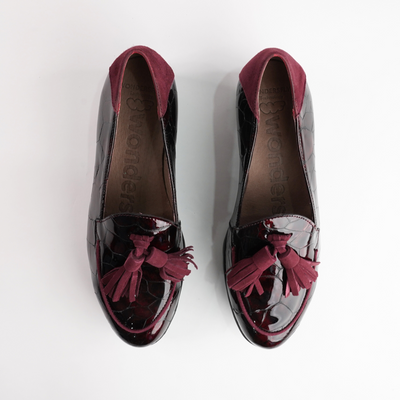 Daphne Vino Croc Patent Leather Loafers