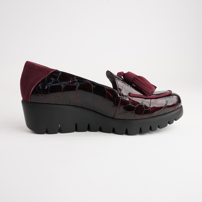Daphne Vino Croc Patent Leather Loafers