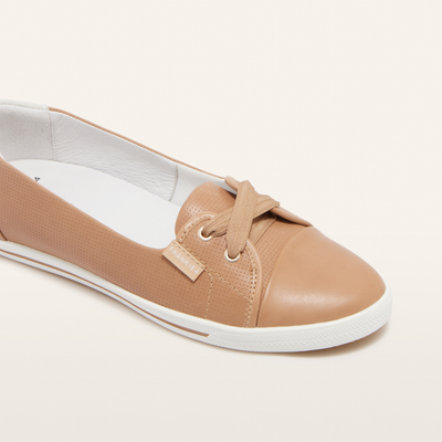 Hannah Iii Camel Punched Leather Sneakers