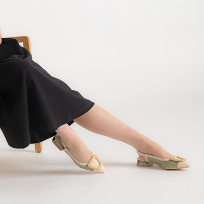 Rhv254046 Latte/ Eucalyptus Leather Flats