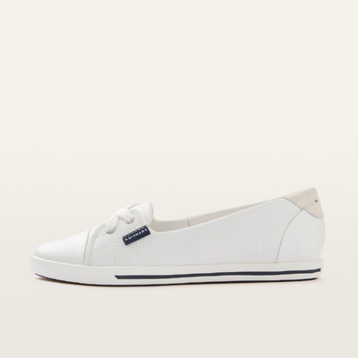 Hannah Iii White Punched Leather Sneakers