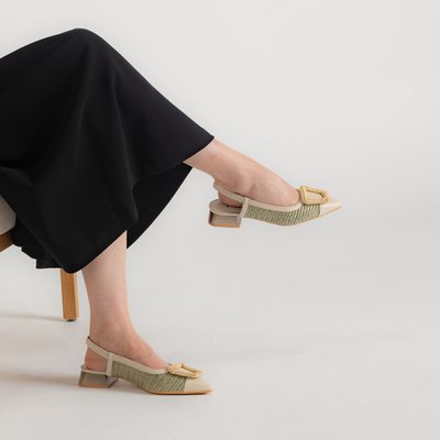 Rhv254046 Latte/ Eucalyptus Leather Flats