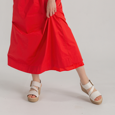 Thelma Latte Leather Wedges