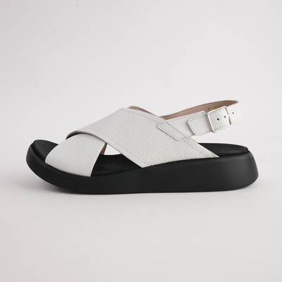 Colleen Off White/ Black Sole Leather Sandals
