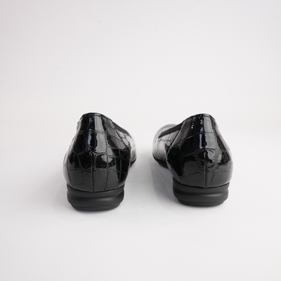 Gia Black Alligator Patent Leather Ballet Flats