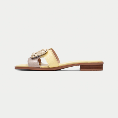 Hv253881 Banana/ Taupe Leather Sandals
