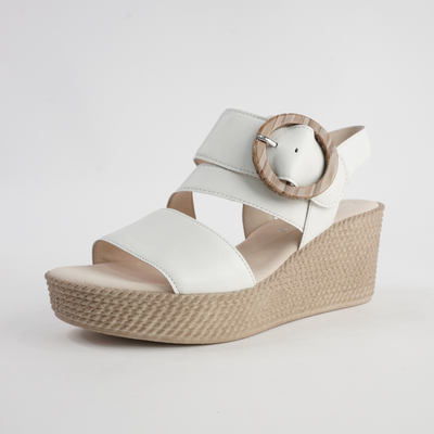 Thelma Latte Leather Wedges