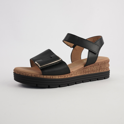 Inez Black Leather Sandals